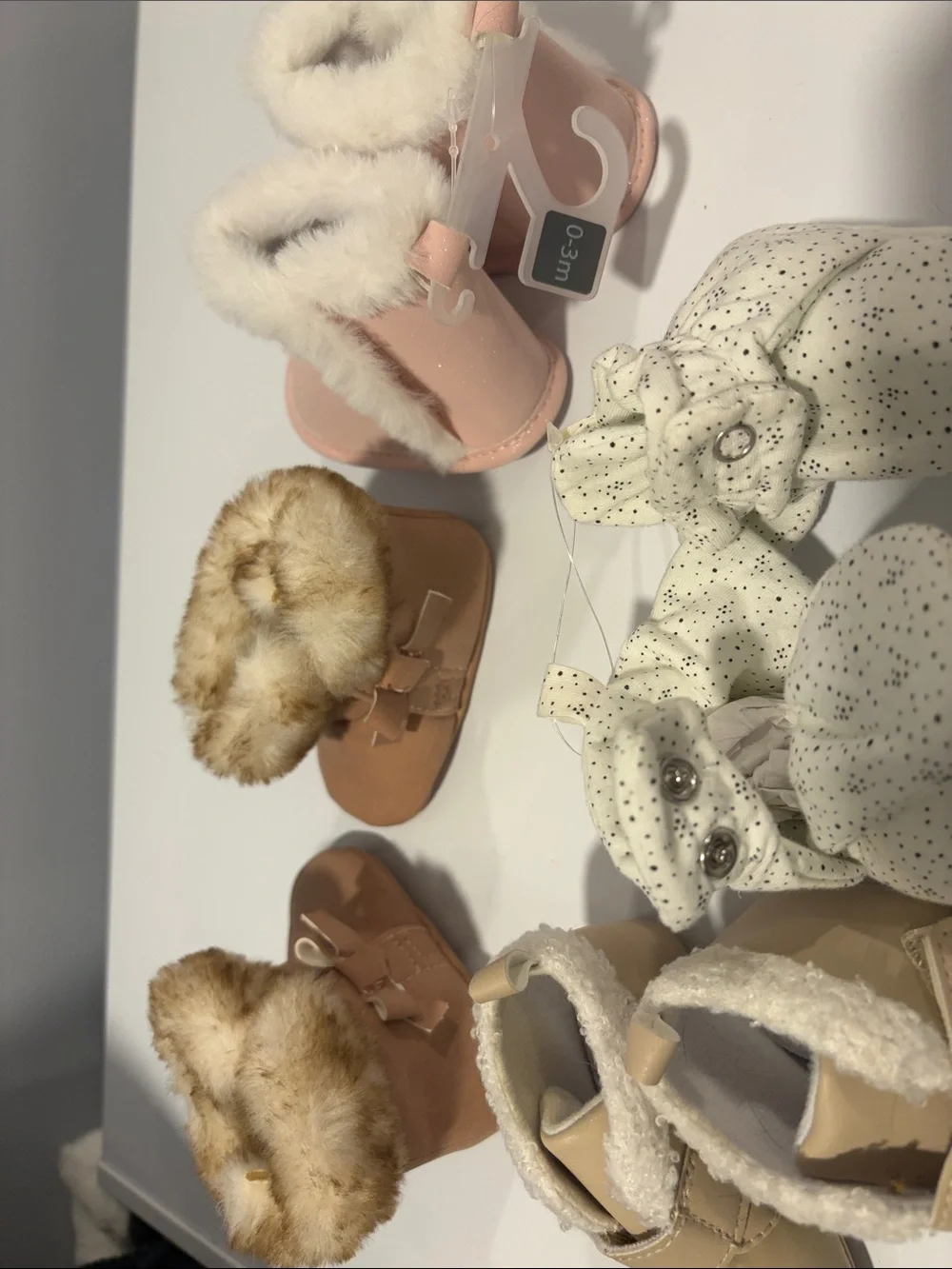 Baby Cozy Fur-Lined Booties – Pink and Beige